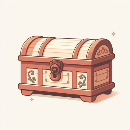 Treasure chest in retro style. Vector illustration on white background.のイラスト素材