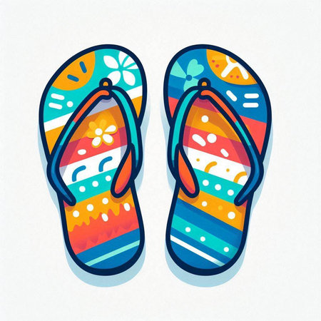 Colorful flip flops on a white background. Vector illustration.のイラスト素材