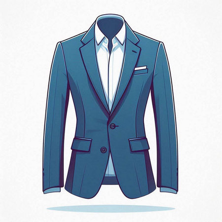 Illustration of a blue suit on a white background. Vector illustrationのイラスト素材