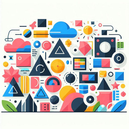 Abstract geometric background with colorful shapes and lines. Vector Illustration.のイラスト素材