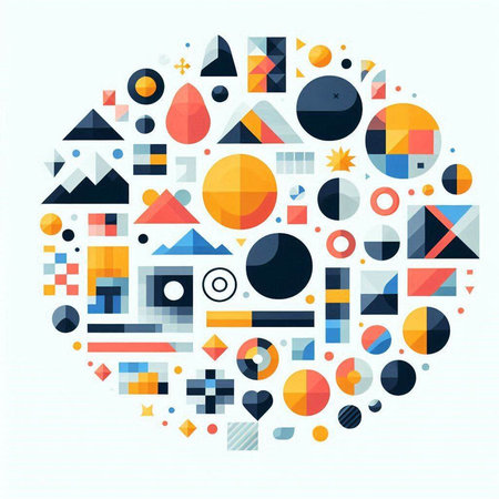 Abstract geometric composition in the form of a circle. Vector illustration.のイラスト素材