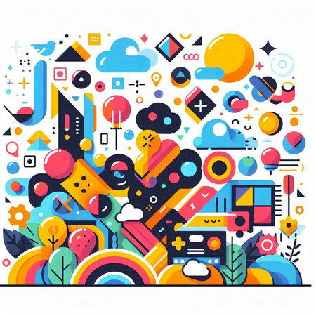 Colorful abstract composition with geometric shapes. Vector illustration for your designのイラスト素材