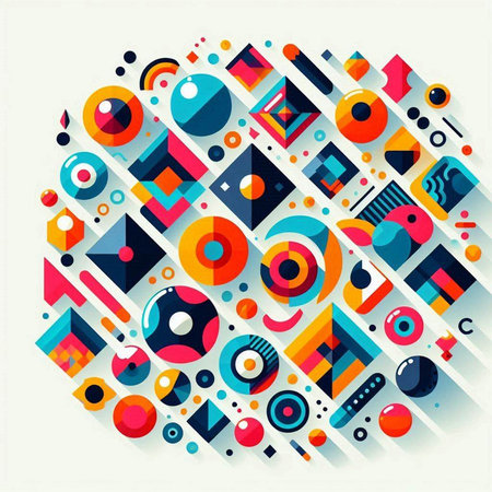 Abstract colorful background with circles and geometric elements. Vector illustration for your designのイラスト素材