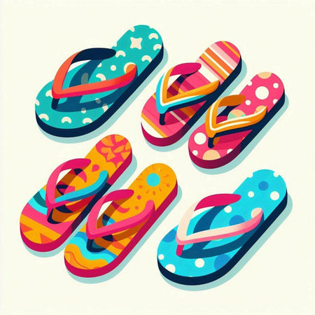 Flip-flops icon set. Vector illustration in cartoon styleのイラスト素材