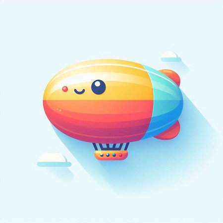 Cute cartoon airship. Vector illustration in a flat style.のイラスト素材