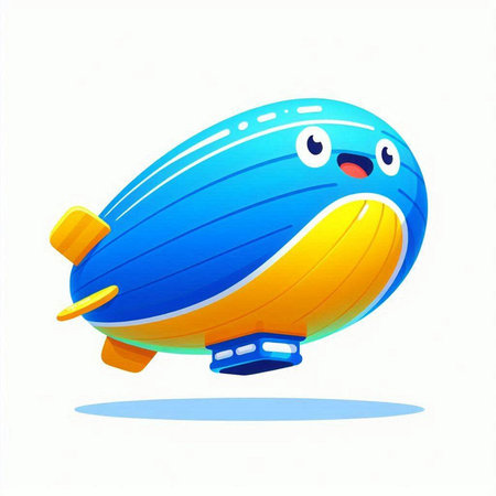 Illustration of a funny cartoon airship on a white background.のイラスト素材