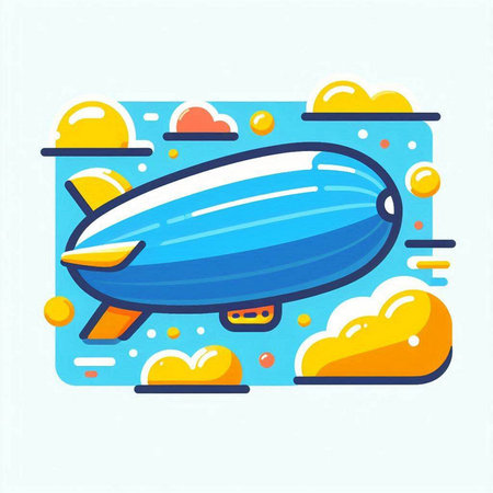 Airship icon in flat style. Vector illustration of airship.のイラスト素材