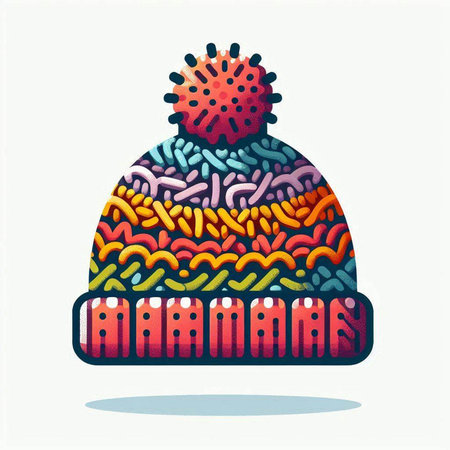 Winter knitted hat with pompon. Vector illustration on white background.のイラスト素材