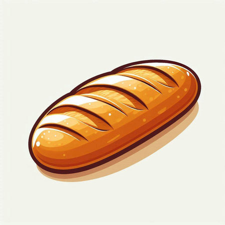 Illustration of a loaf of bread on a light background. Vector illustrationのイラスト素材