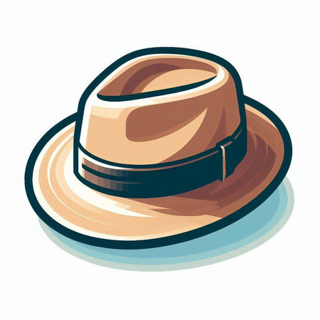 Illustration of a brown hat on a white background, vector illustrationのイラスト素材