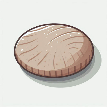 Illustration of a round cake with a shadow on a white backgroundのイラスト素材