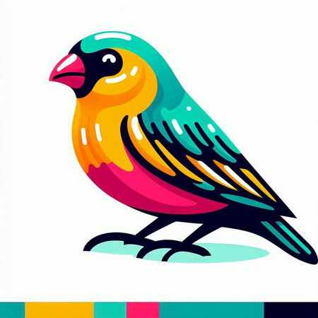 Illustration of a colorful bird on a white background, vector illustrationのイラスト素材