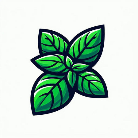 Illustration of a green leaf emblem isolated on a white background.のイラスト素材