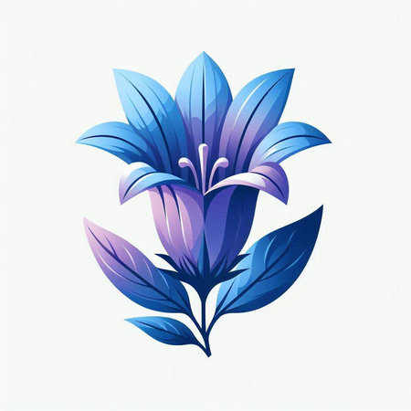 Illustration of a blue lily flower on a white background.のイラスト素材