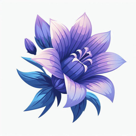 Beautiful purple lily flower isolated on white background. Vector illustration.のイラスト素材