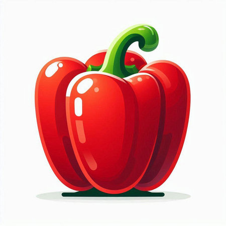 Red bell pepper isolated on white background. Vector illustration. Eps 10.のイラスト素材