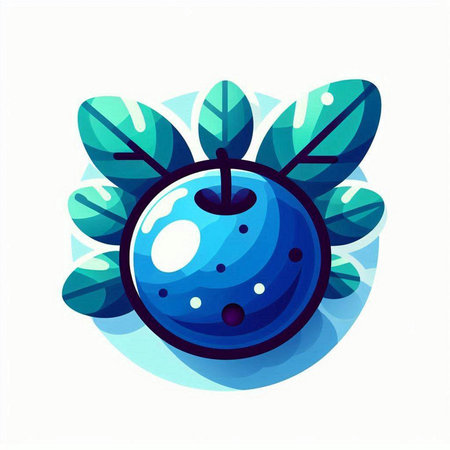 Blue bowling ball with green leaves on white background. Vector illustration.のイラスト素材