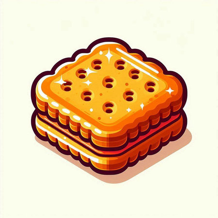 Illustration of a biscuit on a white background, vector illustrationのイラスト素材