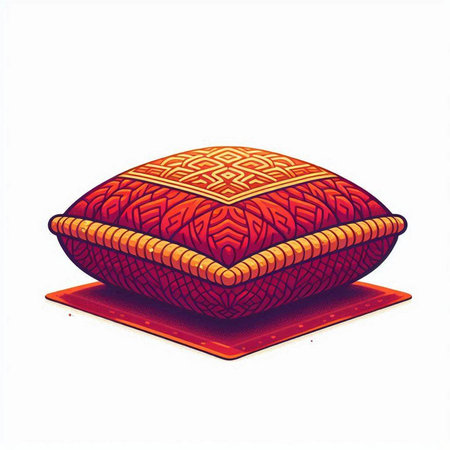 Illustration of a hand-painted pillow on a white background.のイラスト素材