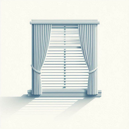 Illustration of realistic window with blinds on a white background.のイラスト素材