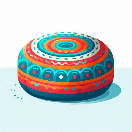 cartoon vector illustration of a round cake with a pattern on topのイラスト素材