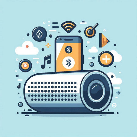 Vector illustration of a video projector. Modern thin line flat design style.のイラスト素材