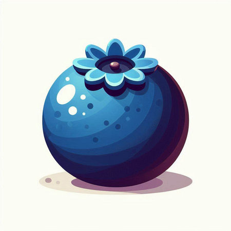 Blueberry with a flower on a white background. Vector illustration.のイラスト素材