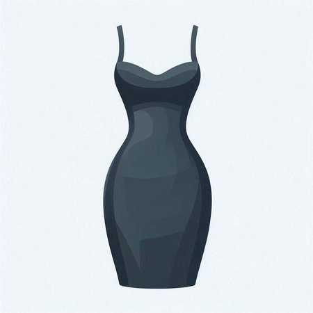 Fashionable black dress on a white background. Vector illustration.のイラスト素材