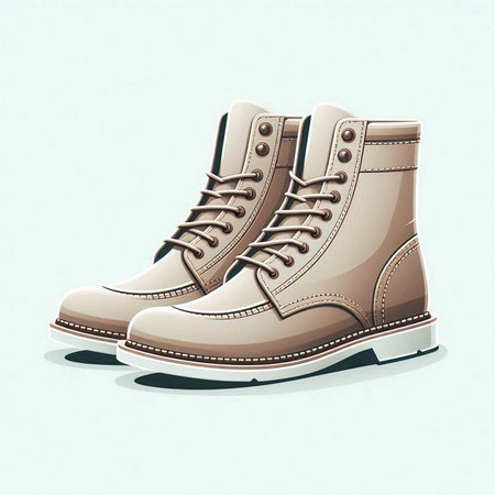 Pair of brown boots isolated on white background. Vector illustration.のイラスト素材