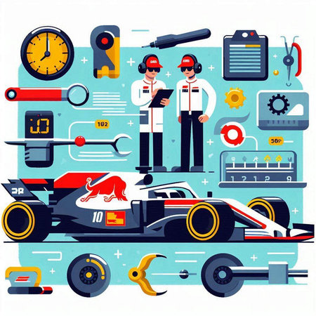 Auto repair service. Mechanic and mechanic. Vector illustration in flat styleのイラスト素材