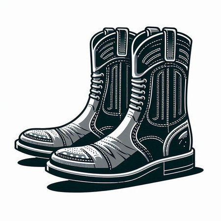 Stylized vector illustration of a pair of boots on a white backgroundのイラスト素材