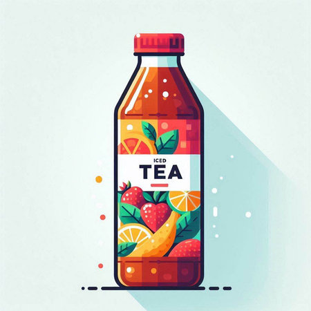 Bottle of fruit juice. Vector illustration in flat design style.のイラスト素材