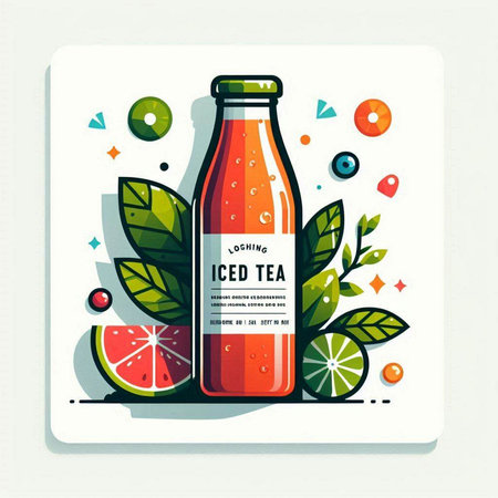 Vector illustration of a bottle of fresh smoothie with lime and mint.のイラスト素材