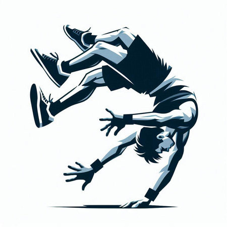 Athlete running and jumping, isolated on white background. Vector illustration.のイラスト素材