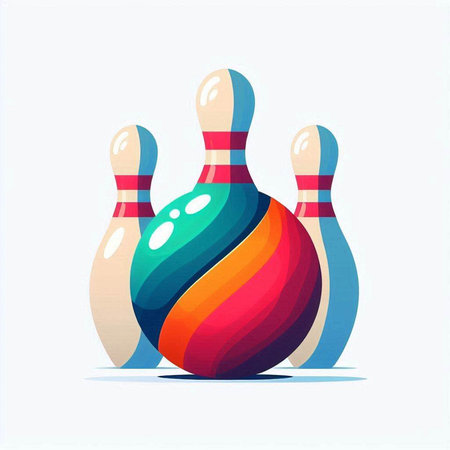 Bowling ball and pins on a white background. Vector illustration.のイラスト素材