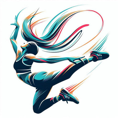 Dancing woman. Sport and active lifestyle concept. Vector illustration.のイラスト素材