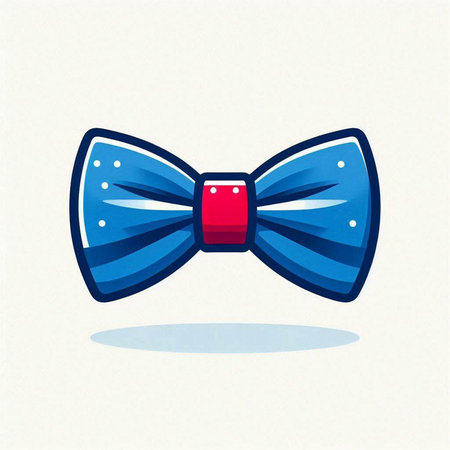 Illustration of a blue bow tie isolated on a white background.のイラスト素材