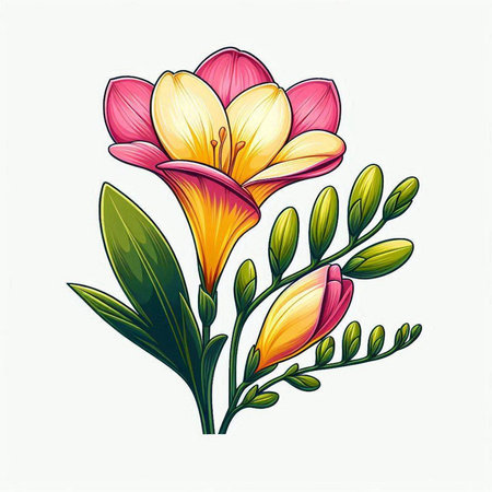 Vector illustration of a bouquet of flowers on a white background.のイラスト素材