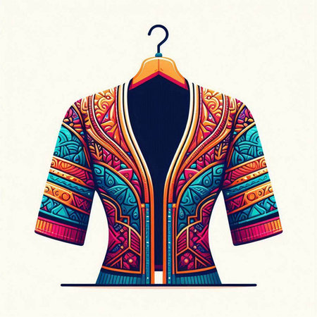 Vintage style vector illustration of jacket on hanger. Hand drawn design element.のイラスト素材