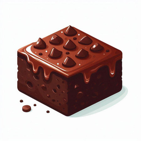 Illustration of a chocolate cake with chocolate glaze isolated on white backgroundのイラスト素材