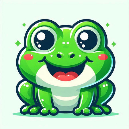 Frog cartoon character. Vector illustration of a funny green frog.のイラスト素材