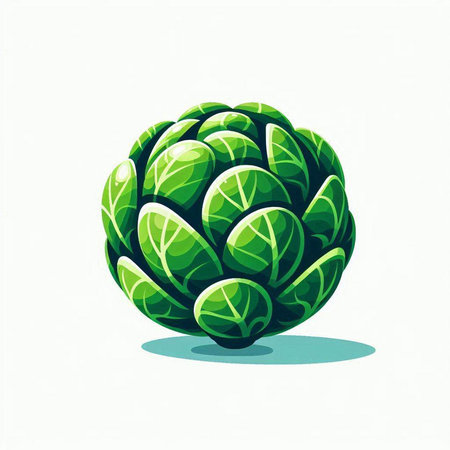 Illustration of a fresh brussels sprout on a white backgroundのイラスト素材