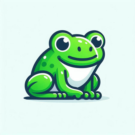 Frog cartoon character vector illustration. Cute green frog icon.のイラスト素材