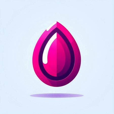 pink drop of water on a blue background. Vector illustration.のイラスト素材