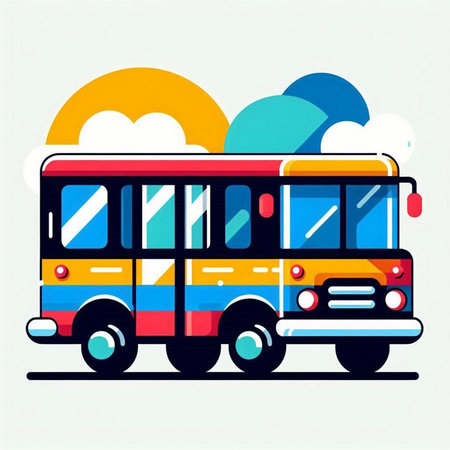 Bus vector illustration. Vector illustration of a school bus on a white background.のイラスト素材