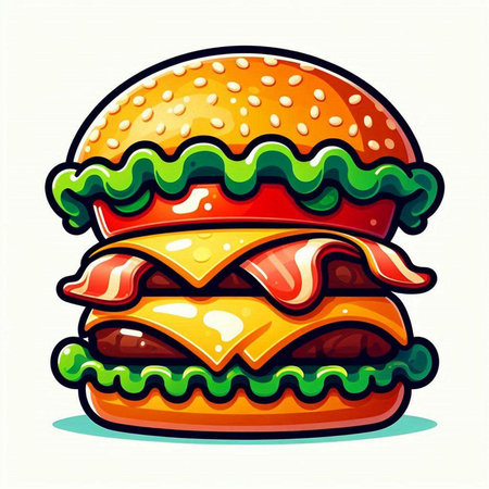 Hamburger fast food vector illustration isolated on white background. Cheeseburger, hamburger icon.のイラスト素材
