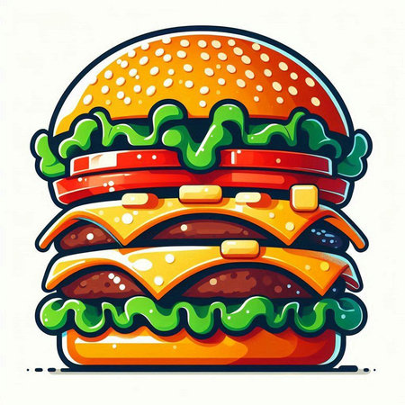 Hamburger. Fast food. Vector illustration in cartoon style.のイラスト素材