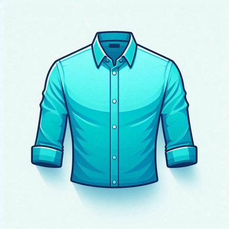 Illustration of a blue shirt on a light blue background with shadowのイラスト素材