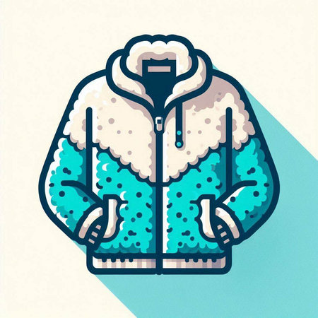 Stylized vector illustration of a winter jacket with a hood.のイラスト素材