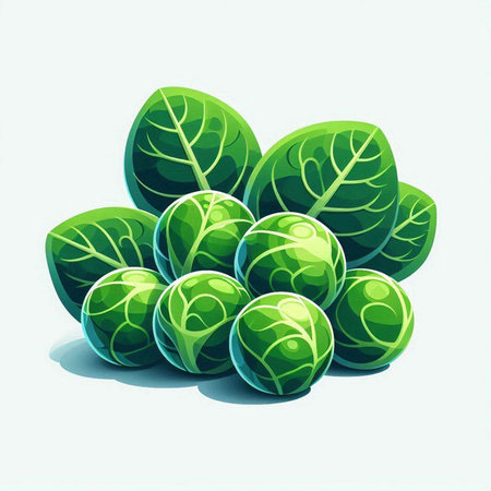 Brussels sprouts on a white background. Vector illustration.のイラスト素材